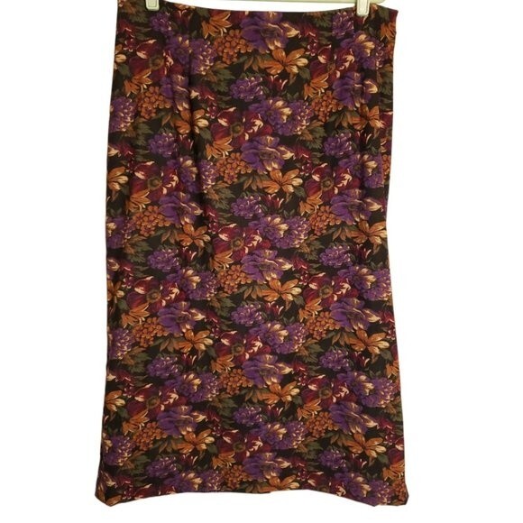 Women's Stretch Straight Skirt size 20W Dark Floral Print Skirt Midi Straight - Picture 9 of 9
